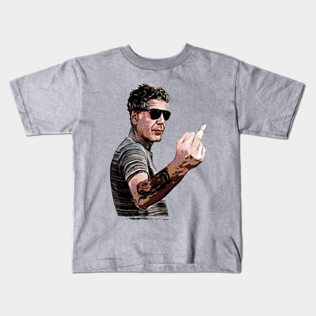 Anthony Bourdain Vintage - Middle Finger Kids T-Shirt by Mr.FansArt